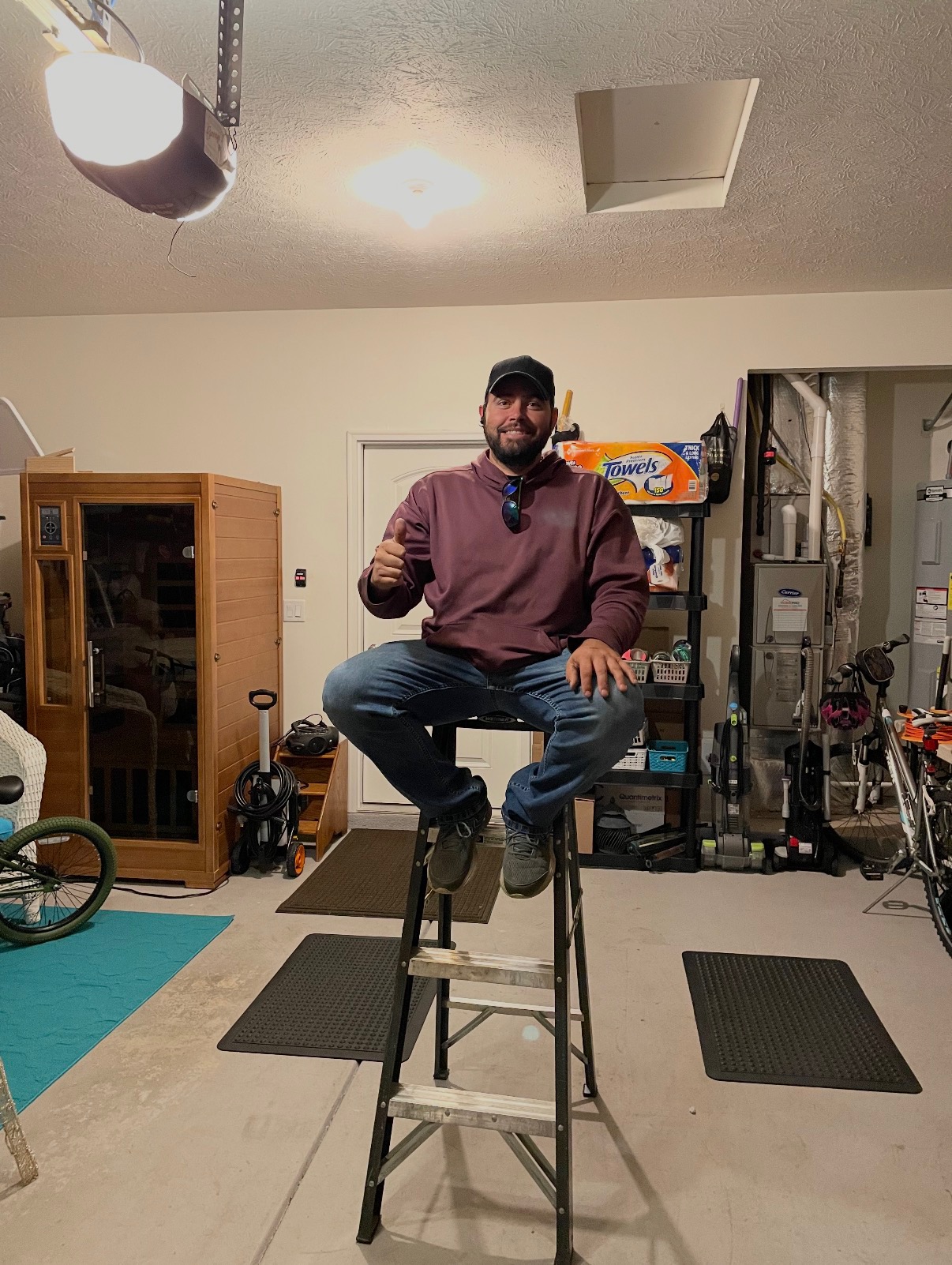 Bart's Garage Doors owner giving a thumbs up to a trainee after a job done correctly