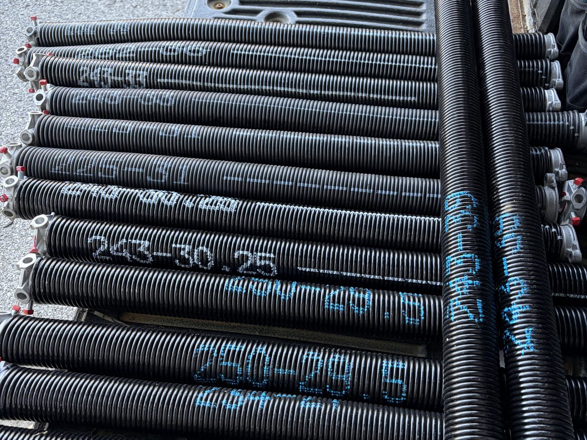 Torsion springs in common sizes stocked on the truck